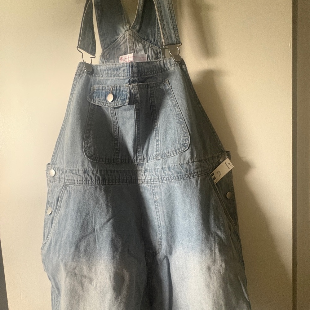 No Boundaries Light Blue Denim Short Overalls